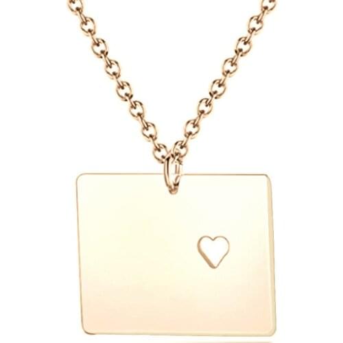 Us State Map Of Popular USA Stainless Steel Pendant Necklace Colorado