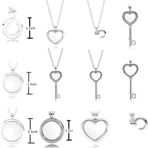PDB 03 100% 925 Sterling Silver Original Model Floating Locket Heart Key Box 925 Silver Necklace Pendant Necklace For Women