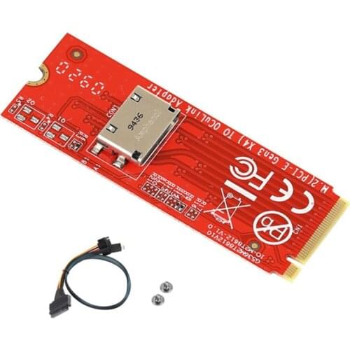 For Pcie NVMe SSD X4 Converter IO-ADA86121 M.2 M-Key PCIe 3.0 to Oculink SFF-8612 Host Adapter