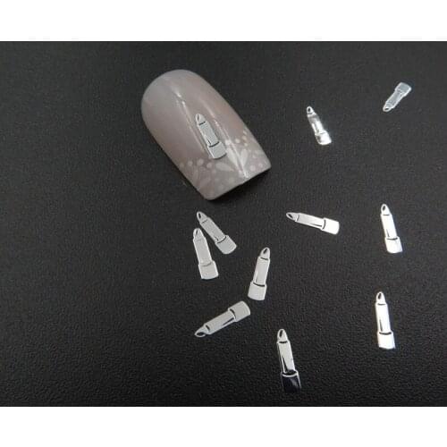 Approx. 1000pcs/bag Metal 2*7MM Silver and Gold Lipstick Design Non-adhesive Metal Slices Nail Art Decoration MS-388-1/2