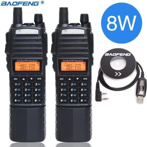 2Pcs Baofeng UV-82 Plus Walkie Talkie 8W Powerful 3800mAh Extended DC Battery UV82 Dual PTT Band UV 82 Transmitter Hunting Radio