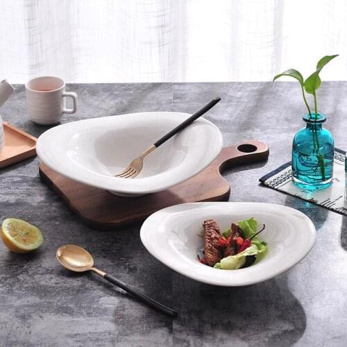 1PC 10INCH Ramen bowl Dessert Creative Ceramic Bowl Rice Bowl Pure White Noodle Soup Salad Bowl Tableware