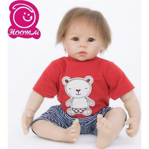 Early Educational Style Toy 22" 55CM Realistic Handmade Cloth Body Silicone Reborn Dolls Toy For Kid