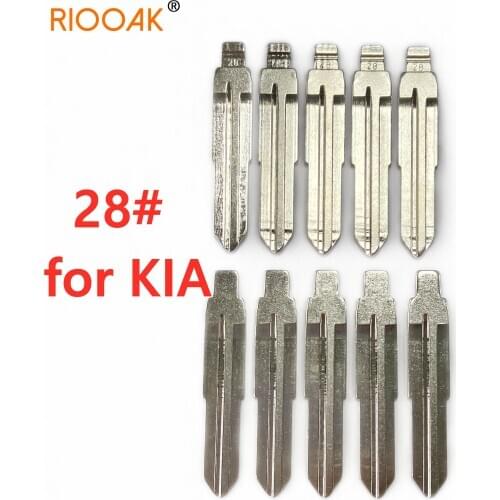 RIOOAK 10 pcs/lot #28 Metal Blank Uncut Flip KD/VVDI Remote Key Blade for KIA RIO Auto Replacement Parts Car Interior Accessory