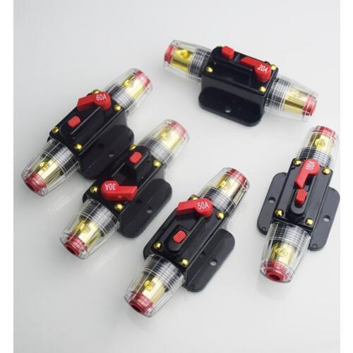 12V Car Truck Audio Resettable Fuse Circuit Breaker Audio Amplifier Overload Protection Fuse Holder DC 20A-100A