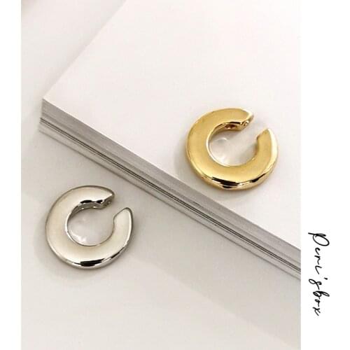 PerisBox Chunky Solid Gold Ear Cuff Round Circle Geometric Earrings for Women Minimalist Cartilage Earrings Without Piercing