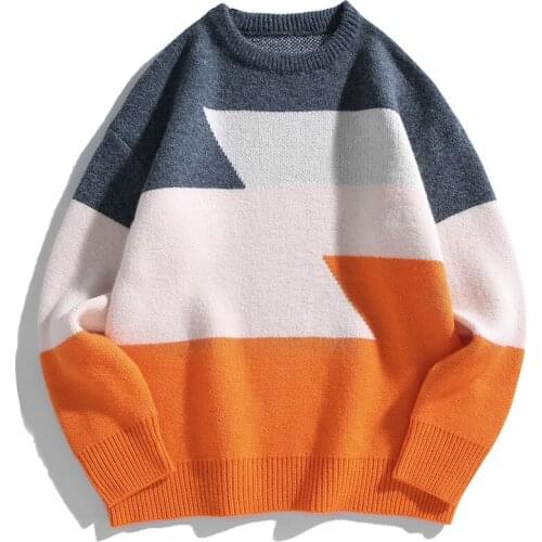 Autumn Men Oversized Sweater Hip Hop High Street Knitted Sweater Loose Pullovers O-neck Oversize Casual Couple Male Sweaters Men