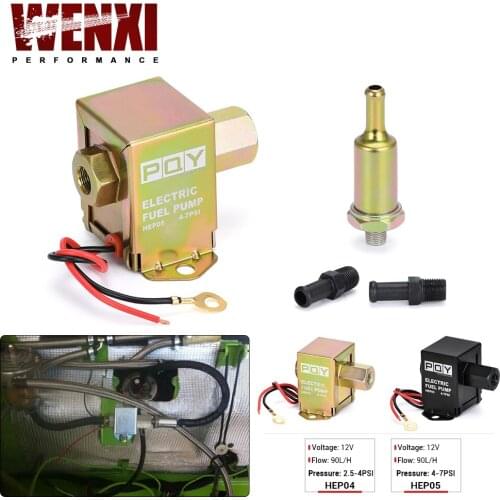 Universal 12V Electronic Inline Fuel Pump 4-7PSI High Pressure 90LPH Gas Petrol Diesel Compatible 40104 40106 40107 P502