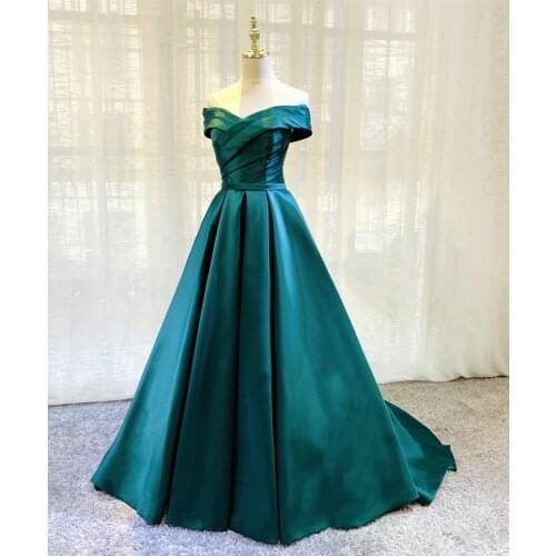 2021 Off the Shoulder Hunter Evening Dresses Lace-up or Zipper Back Sweep Train Prom Gowns Royal Blue, Orange