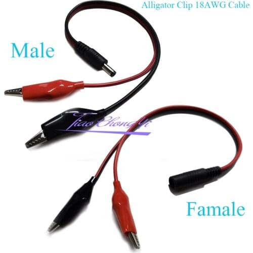 18AWG Male Female Socket Connector Plug 5.5X2.1mm High Quality DC Power Jack to Dual 45mm Alligator Clip