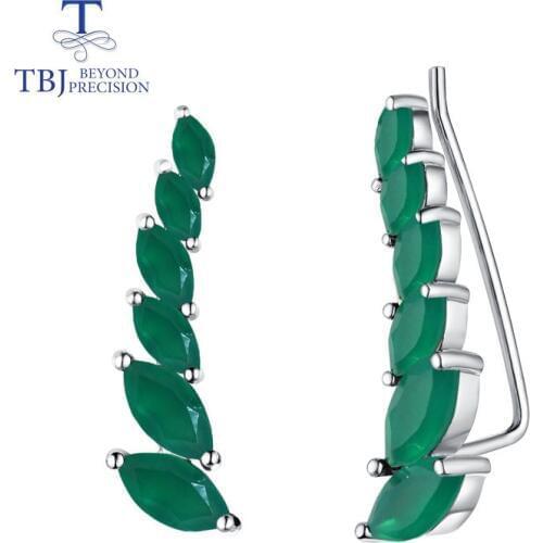 TBJ,green agate earrings natural gemstone simple elegant design 925 sterling silver fine jewelry for women wife anniversary gift