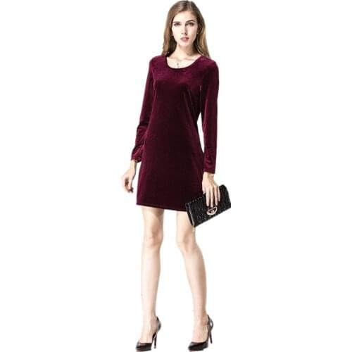 Women 2019 autumn velvet dress Office Dresses Business clothing