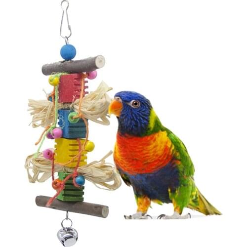 1pcs Colorful Parrot Chew Strands Bite Teeth Griding Ball Bell Attractive Bird Parakeet Toys Natural Straw Bird Supplies Pet Toy