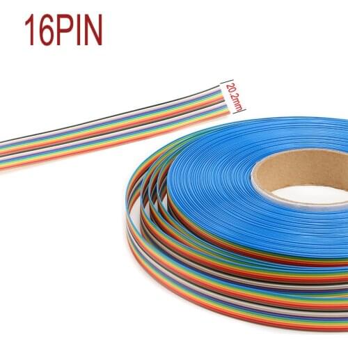 10/5/1M 16pin IDC wire rainbow cable connector wire rainbow color flat cable ribbon extension cable 28AWG