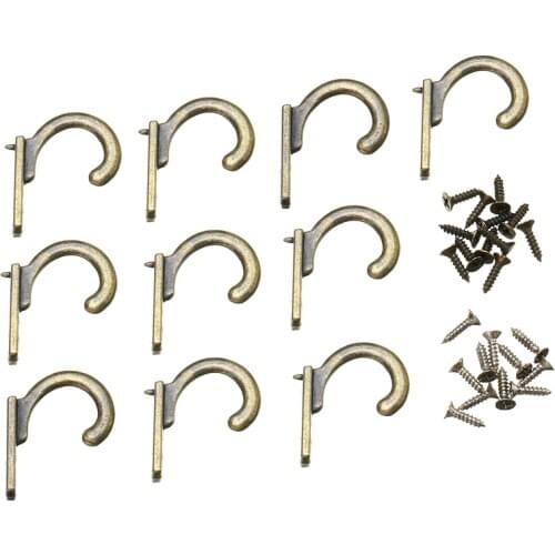 10Pcs Antique Wall Mounted Hook Key Holder with Screws Letter Rack Decorative Hanger