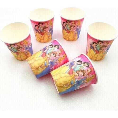 10pcs /Snow White/Belle//Jasmine/Aurora Princess Paper Cup Baby Shower Kids Birthday Party Supplies Decoration