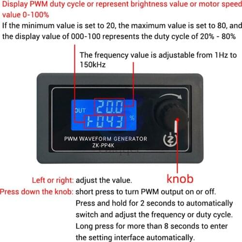 1KHz-99KHz PP3K PWM Signal Generator 1Hz-150KHz PP4K Signal Generator Pulse Frequency Duty Cycle Adjustable Module LCD Display