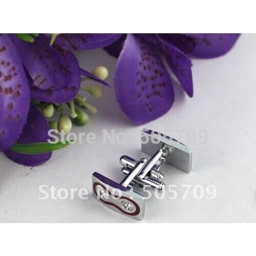 2 Sets Red Enamel Nut Rectangle Cufflinks #22075