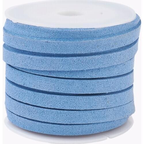 25 Rolls Faux Suede Cord CornflowerBlue Color 5x1.5mm String Leather Lace Beading Thread Suede Lace Double Sided 5m/roll