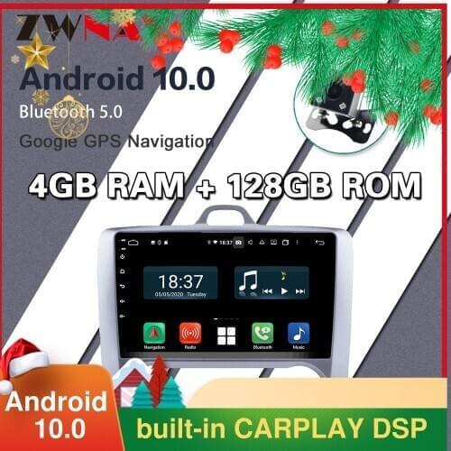 4G+128G Android 10.0 DSP For ford focus 2 Mk2 2004-2011 Car Radio Multimedia Video Player Navigation GPS RDS 2 din dvd