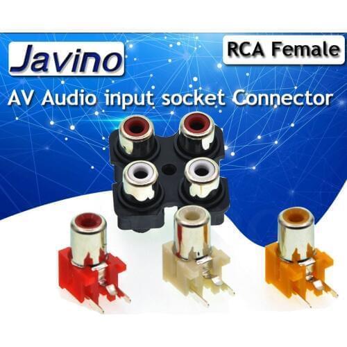 5Pcs 1/4 hole RCA Female Stereo audio Jack AV Audio input socket Connector Lotus row Amplifier Interface Signal connection