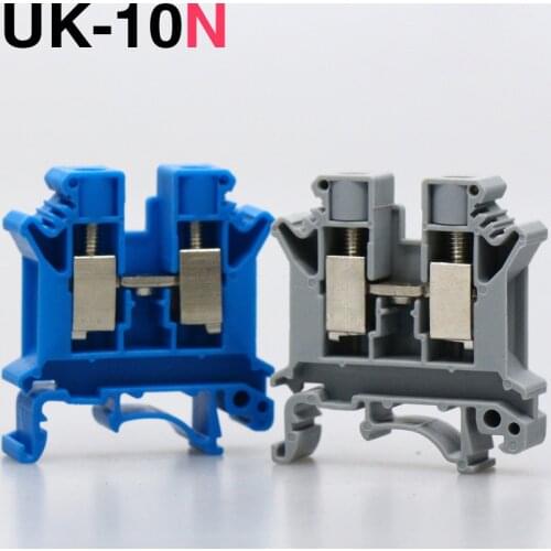 50PCS UK-10N 10square voltage terminal block rail type DIN rail universal combination terminal block multi color UK-10N