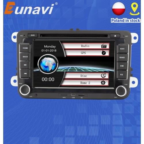 Eunavi 7'' 2 din Multimedia Player Car DVD GPS Navigation for VW Volkswagen GOLF 6 Polo New Bora JETTA PASSAT B6 SKODA Radio RDS