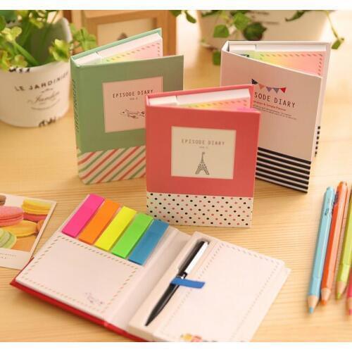 Kawaii Cute Animal Hardcover Memo Pad Notepad Sticky Notes Stationery Diary Notebook With Pen Office School Supplies