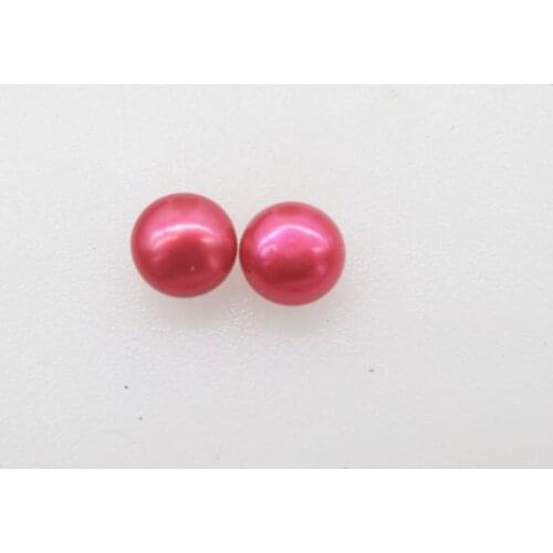 Freshwater pearl pinkred coin earrings 7-8mm FPPJ wholesale beads silver925 for xmas gift