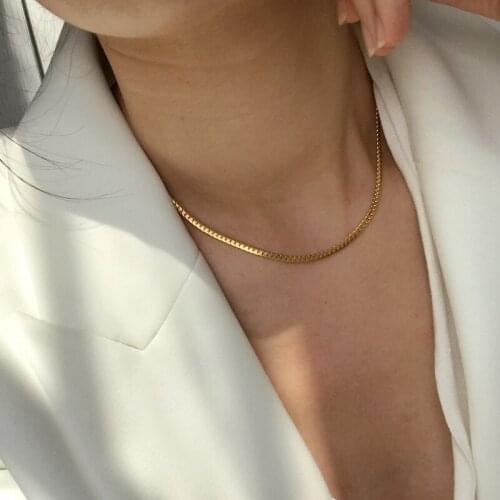 Hot Fashion Unisex Snake Chain Women Necklace Titanium Steel Choker Stainless Steel Gold Color Chain Necklace for Women Jewelry