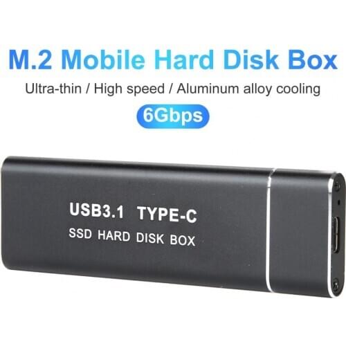 Hard Drive Case USB3.1 to M.2 NGFF/NVME Dual Protocol Fast Transmission 10Gbps M.2 SSD Mobile Hard Drive Box