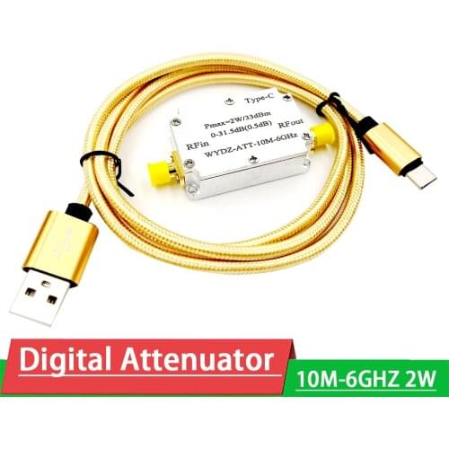 ATT 10M-6GHZ 2W Digital attenuator step 0.5DB 0-31.5 CNC range FOR HAM radio Receiver IF Frequency TYPE-C power