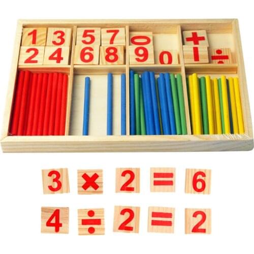 Early Educational Number Counting Rod Colorful Counting Sticks Wooden Building Block Montessori Teaching Wood Bar