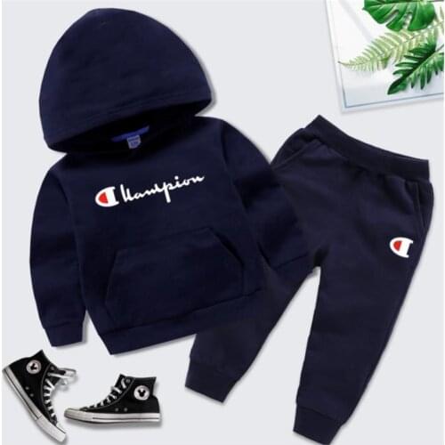 Disney 2021 childrens wear suit fashionable new boy girl long Johns cotton baby hooded fleece two-piece outfit