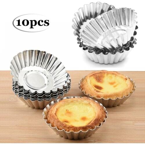 5/10pcs Nonstick Egg Tart Mold Ripple Aluminum Alloy Mould Muffin Baking Cup Tartlets Pans Reusable Fruit Egg Tart Mold Cupcake