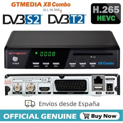 GTMEDIA X8 COMBO Satellite TV Receiver DVB-S2/S2X/T2 Cable Decoder 1080P HD H.265,Support CA card slot Europe Spain