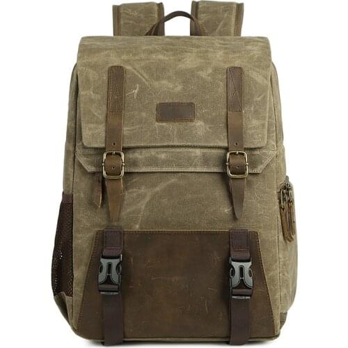 Careell 3059 Leather Camera Bag Backpacks Large Capacity Laptop Carry Bag For Digital Video Camera Travel Bag