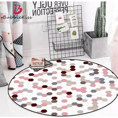 Bubble Kiss Round Carpets For Living Room Fashion Pink Rugs Geometric Pattern Rug Soft Bedroom Carpet Home Large Size Floor Rugs