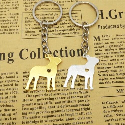 LPHZQH Wholesale Trendy Bull Terriers Key Chain Women Bag Pendant Car Key Ring Pet Dog Jewelery Christmas Gift Gold Color