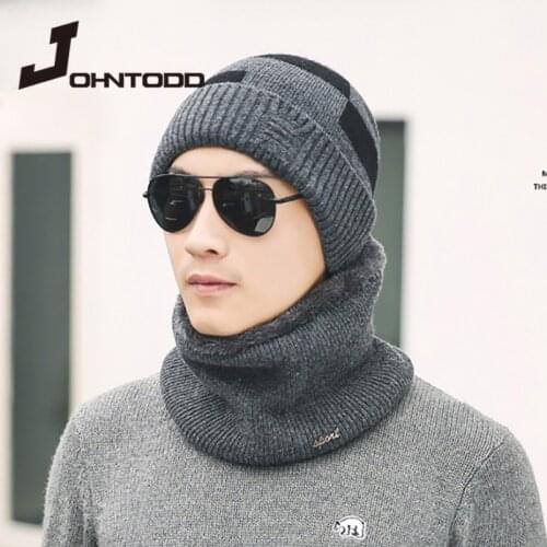 Mens beanie knit hat winter knit hat mens knit hat boy thick head hooded balaclava hat skull fashion warm knitted beanie cap