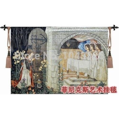 140*100cm Belgium wall hangings home decoration medieval holy grail series-mission accomplished tapestry PT-5