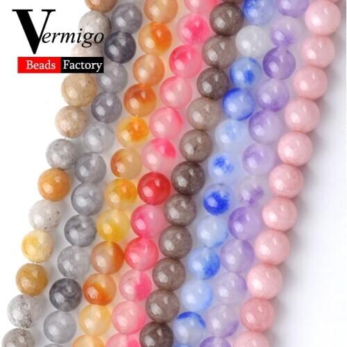Natural Mineral Beads Blue Purple Red Jades Round Loose Beads For Jewelry Making 8mm Mineral Gem Stone Diy Bracelets 15" Whosale