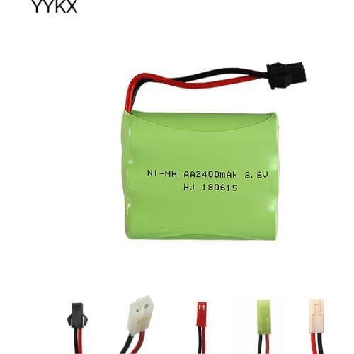 1PCS 3.6V 2400mah ni-mh battery 3.6v nimh battery 3.6v pack aa size ni mh for rc car toys tools model JST/SM/Tamiya/EL-2P Plug