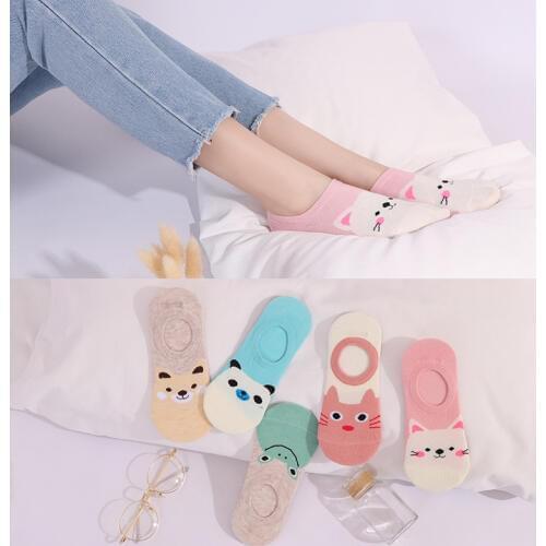 Colorful animal Invisible Short Woman Sweat summer comfortable cotton girl womens boat socks ankle low female 1pair=2pcs XG31