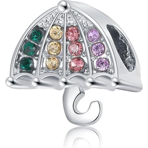New Original Alloy Bead Colorful Rainbow Umbrella Charm Fit Pandora Bracelet Bangle DIY Women Jewelry Dropship