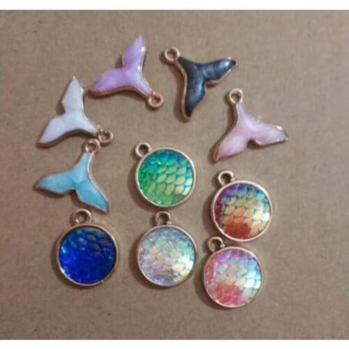 New Enamel Ancient gold Mixed color Mermaid scale whale tail fish scale Charm , Mermaid tail Pendant Fit Jewelry making
