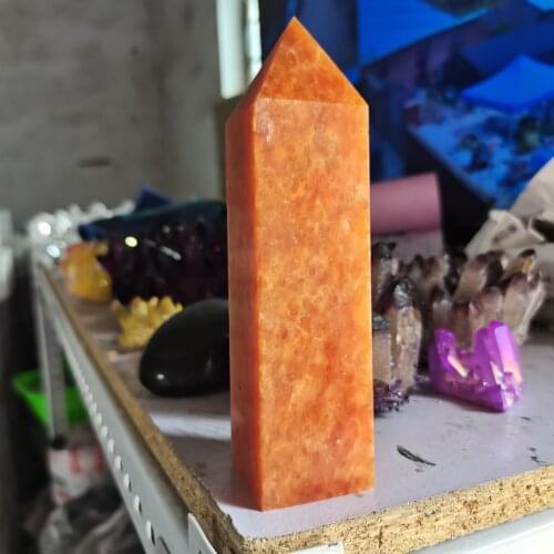 Natural Quartz Sunstone Tower Energy Point Stone Reiki House Office Aquarium Decoration Accessories Gem
