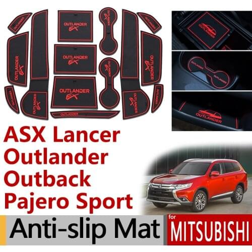 Anti-Slip Rubber Gate Slot Cup Mat for Mitsubishi ASX Lancer EVO X Outlander Pajero Sport Eclipse Cross Accessories Stickers