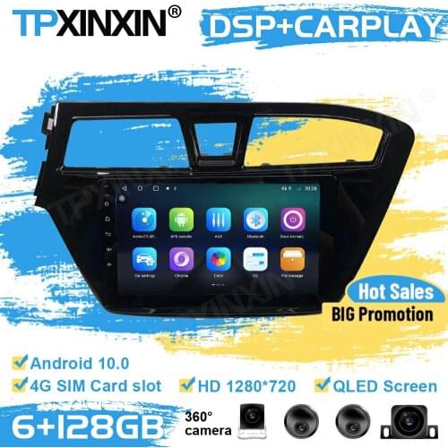 6+128G 360 Cameras Radio Stereo Receiver Android 10 For Hyundai I20 2014 2015 2016 2017 2018 GPS Navi IPS Player Audio Head Unit