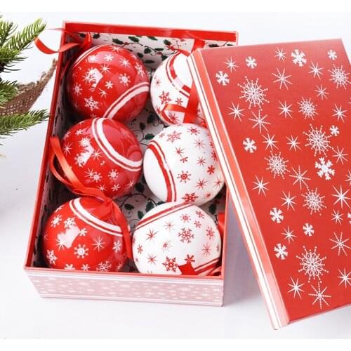 Christmas decorations scene layout gift ornaments pendant ornaments DIY75mm red and white snowflake memory ball stickers